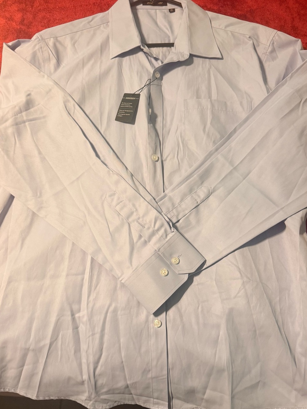 Men's Light Blue Dress Shirt with Spread Collar - Classic Fit